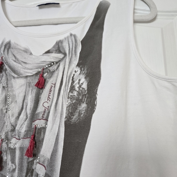 Trussardi Jeans Women’s Graphic Print Tank Top White EU Size XXL, US XL - Picture 11 of 12
